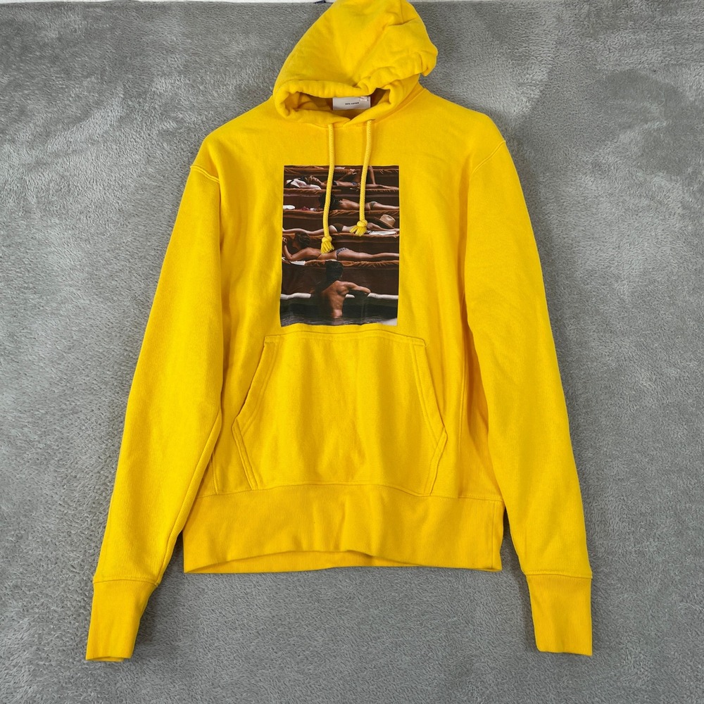 Rowing Blazers Hoodie Mens XS Yellow Poolside Graphic Print Streetwear Fashion